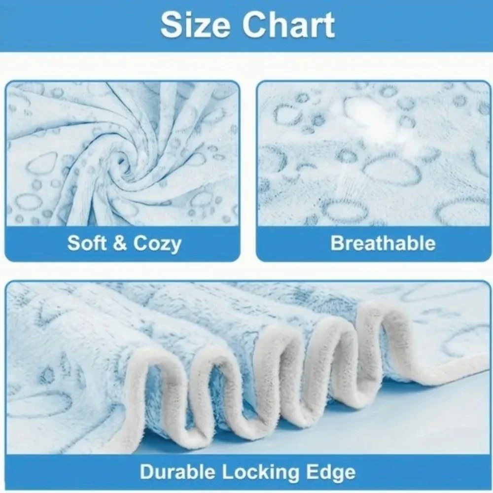Warm Soft Premium Fleece Flannel Pet‎ Cat Dog Paw Blanket Mat SM MED 21
